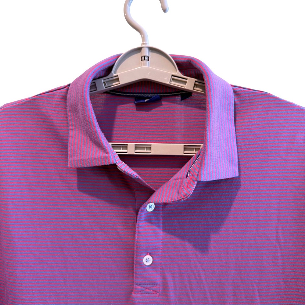 FootJoy Mens Purple Pink Micro Striped Short Sleeve Golf Polo Shirt Large L